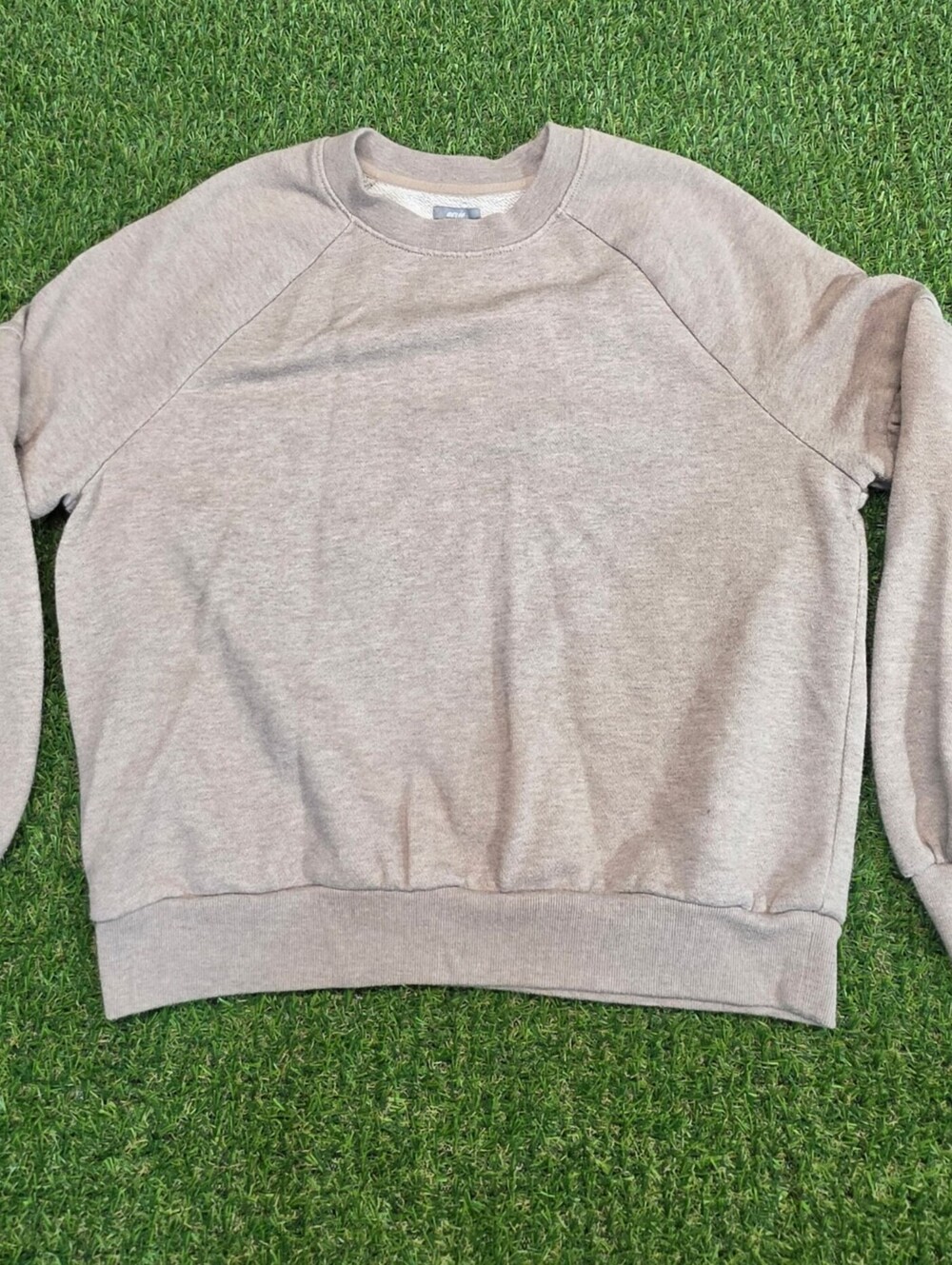 Aerie Women's Beige Crewneck Sweatshirt with Balloon Sleeves
